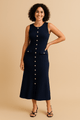 Elegant Ribbed Button - Front Midi DressAzizaK
