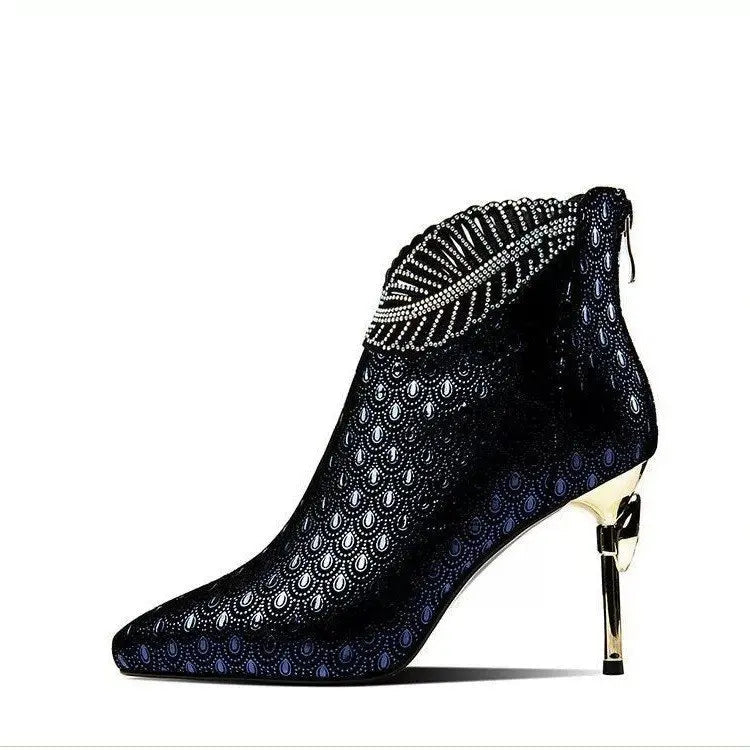 elegant speckled leather suede ankle boots, original upperAzizaK