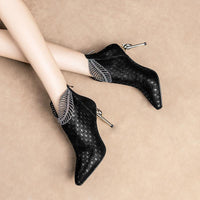 elegant speckled leather suede ankle boots, original upperAzizaK