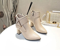 elegant suede ankle boots with zip pullAzizaK