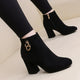 elegant suede ankle boots with zip pullAzizaK