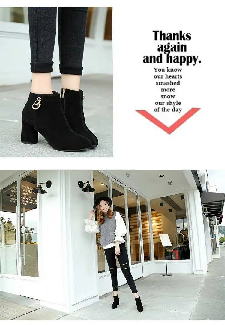 elegant suede ankle boots with zip pullAzizaK