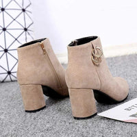 elegant suede ankle boots with zip pullAzizaK