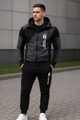 double zipper hooded jacket with pants