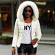coat with artificial raccoon fur collar