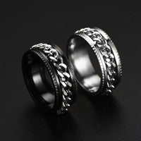 Fashion 8mm Spinner Ring For Men Women Stainless Steel Cuban Chain Spinner Fidget Band Release Anxiety Rings Jewelry WholesaleAzizaK