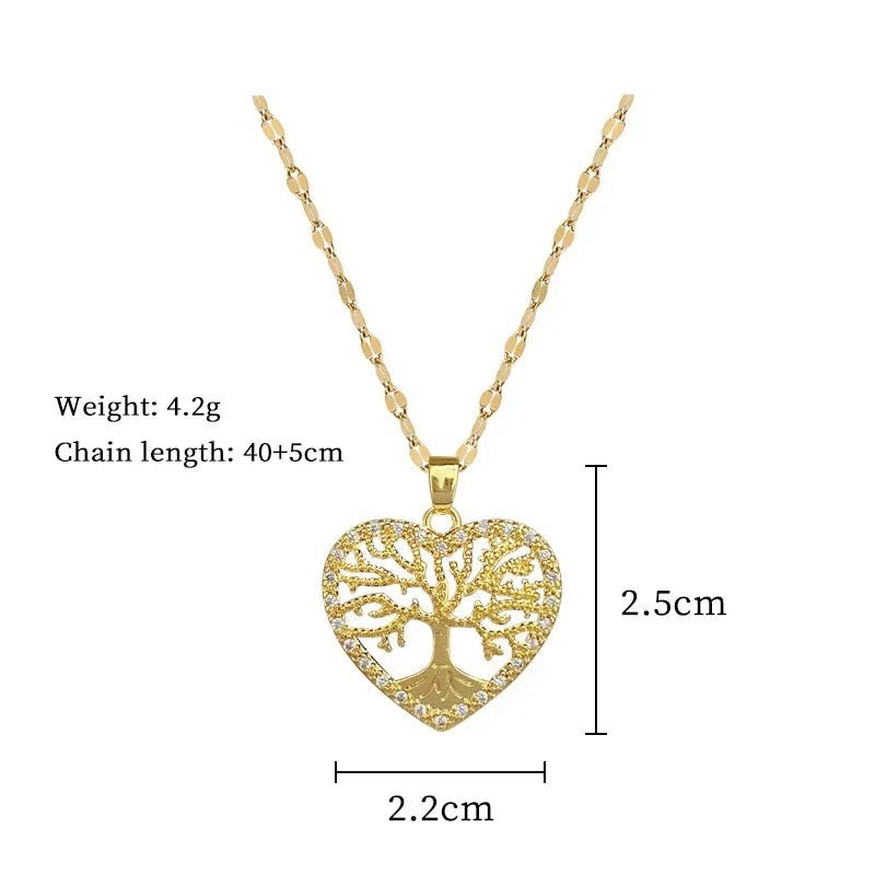 Fashion Romantic Love Life Tree Pendant Necklaces for Women Girls Stainless Steel Jewelry Accessories Gifts for LoverAzizaK