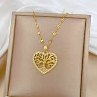 Fashion Romantic Love Life Tree Pendant Necklaces for Women Girls Stainless Steel Jewelry Accessories Gifts for LoverAzizaK