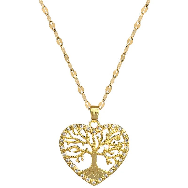 Fashion Romantic Love Life Tree Pendant Necklaces for Women Girls Stainless Steel Jewelry Accessories Gifts for LoverAzizaK