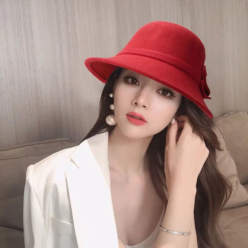 Fedoras Hat Elegant Vintage Bowknot WoolAzizaK