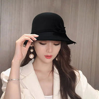 Fedoras Hat Elegant Vintage Bowknot WoolAzizaK
