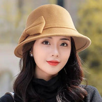 Fedoras Hat Elegant Vintage Bowknot WoolAzizaK