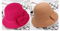 Fedoras Hat Elegant Vintage Bowknot WoolAzizaK