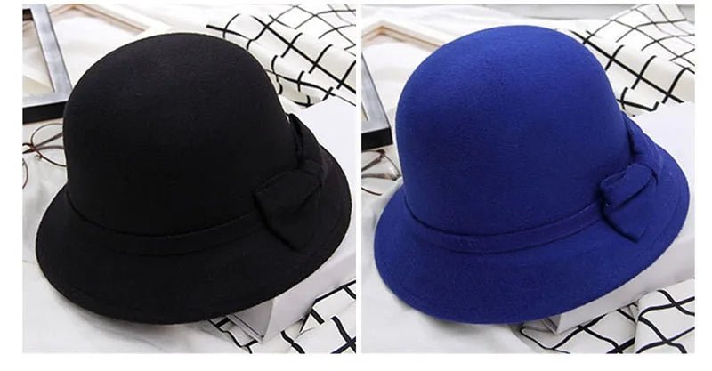 Fedoras Hat Elegant Vintage Bowknot WoolAzizaK