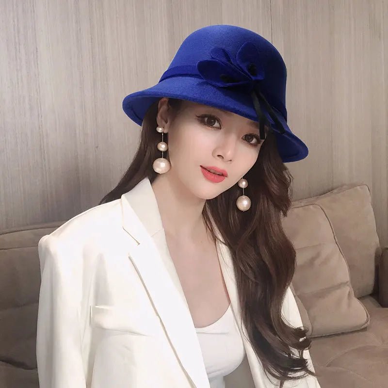 Fedoras Hat Elegant Vintage Bowknot WoolAzizaK
