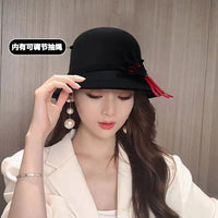 Fedoras Hat Elegant Vintage Bowknot WoolAzizaK