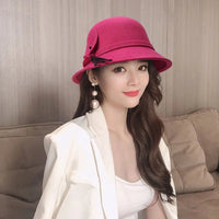 Fedoras Hat Elegant Vintage Bowknot WoolAzizaK