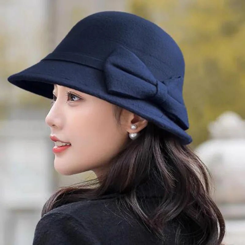 Fedoras Hat Elegant Vintage Bowknot WoolAzizaK