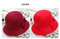 Fedoras Hat Elegant Vintage Bowknot WoolAzizaK