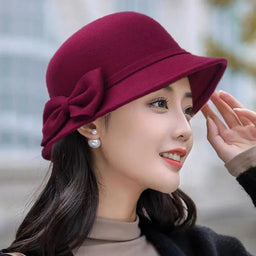 Fedoras Hat Elegant Vintage Bowknot WoolAzizaK
