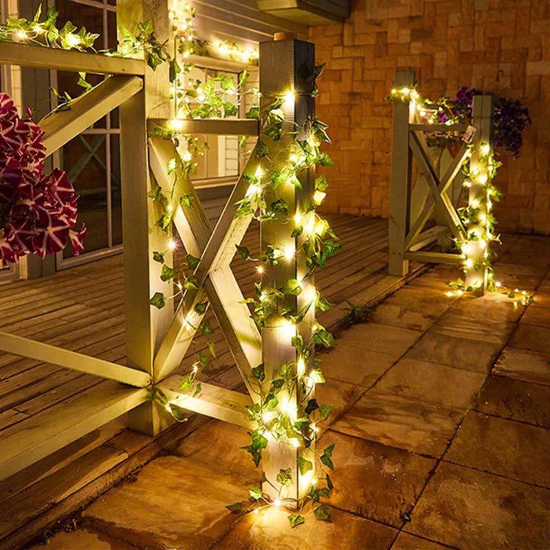 Flower Green Leaf String Lights Artificial Vine Fairy Lights Battery Powered Christmas Tree Garland Light for Weeding Home DecorAzizaK