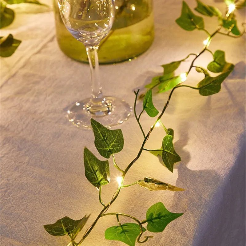 Flower Green Leaf String Lights Artificial Vine Fairy Lights Battery Powered Christmas Tree Garland Light for Weeding Home DecorAzizaK