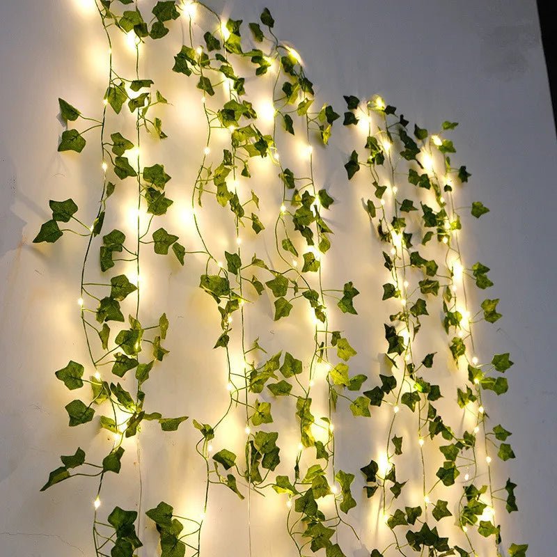 Flower Green Leaf String Lights Artificial Vine Fairy Lights Battery Powered Christmas Tree Garland Light for Weeding Home DecorAzizaK