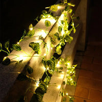 Flower Green Leaf String Lights Artificial Vine Fairy Lights Battery Powered Christmas Tree Garland Light for Weeding Home DecorAzizaK