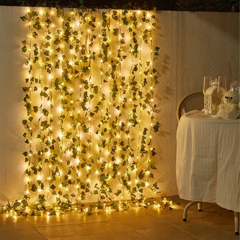 Flower Green Leaf String Lights Artificial Vine Fairy Lights Battery Powered Christmas Tree Garland Light for Weeding Home DecorAzizaK