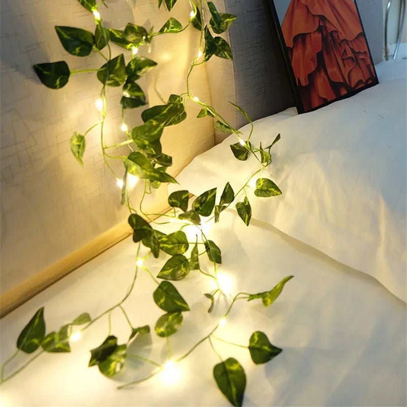 Flower Green Leaf String Lights Artificial Vine Fairy Lights Battery Powered Christmas Tree Garland Light for Weeding Home DecorAzizaK