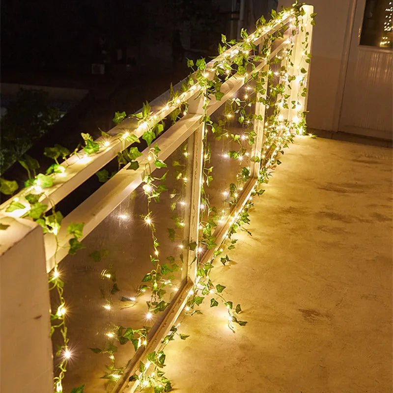 Flower Green Leaf String Lights Artificial Vine Fairy Lights Battery Powered Christmas Tree Garland Light for Weeding Home DecorAzizaK