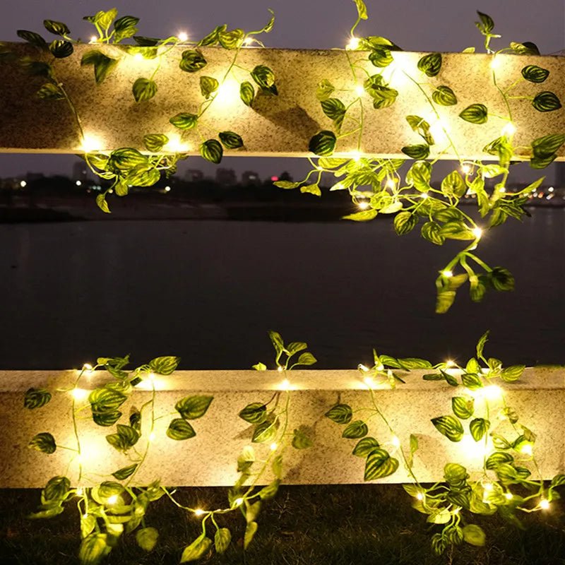 Flower Green Leaf String Lights Artificial Vine Fairy Lights Battery Powered Christmas Tree Garland Light for Weeding Home DecorAzizaK