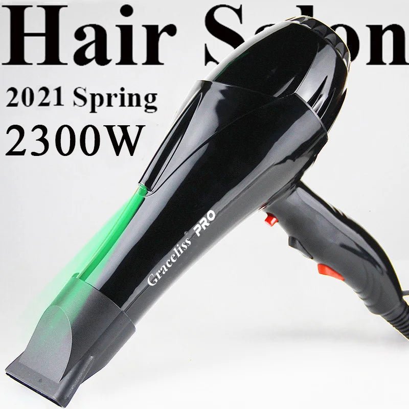 For hairdresser and hair salon long wire EU Plug Real 2300w power professional blow dryer salon Hair Dryer hairdryerAzizaK