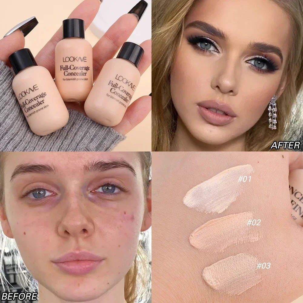 Full Coverage Liquid Concealer Cream 12ml Invisible Cream and Waterproof Face FoundationAzizaK