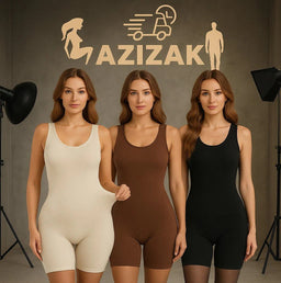 Full thigh coverage bodysuit, slim fit, wide shoulders, seamless shaping bodysuitAzizaK