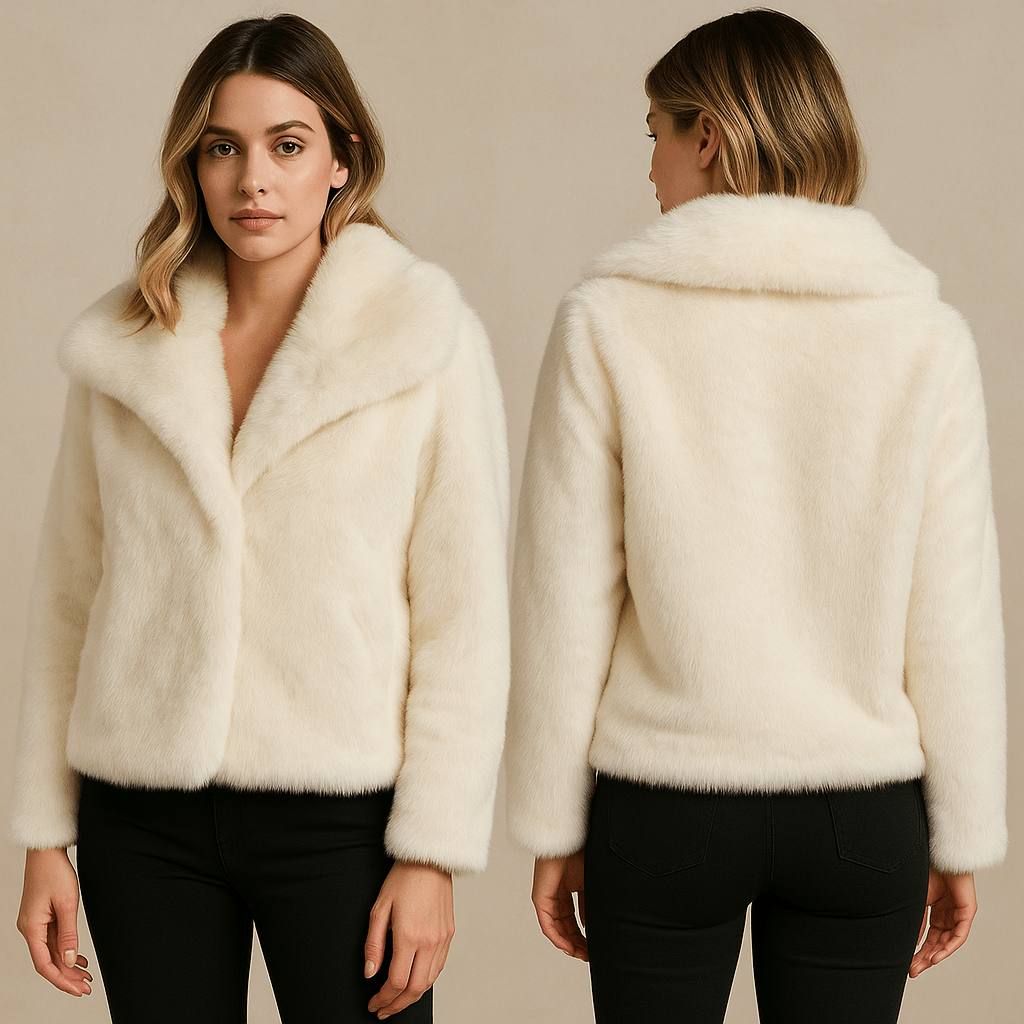fur turn - down collar coat long sleeve cardiganAzizaK