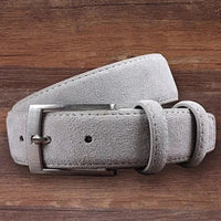 Genuine Cowhide Leather Suede Belt for Men Women with Oxford Fabric Strap Luxury Genuine Leather Pin Buckle Blue BeltsAzizaK