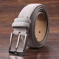 Genuine Cowhide Leather Suede Belt for Men Women with Oxford Fabric Strap Luxury Genuine Leather Pin Buckle Blue BeltsAzizaK