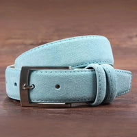 Genuine Cowhide Leather Suede Belt for Men Women with Oxford Fabric Strap Luxury Genuine Leather Pin Buckle Blue BeltsAzizaK