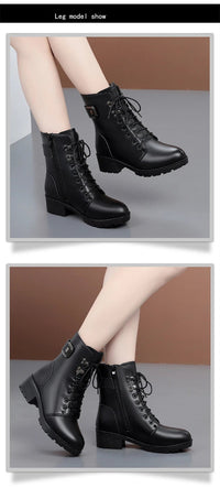 Genuine Leather Platform Ankle Boots Winter Autumn Plush FurAzizaK