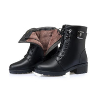 Genuine Leather Platform Ankle Boots Winter Autumn Plush FurAzizaK