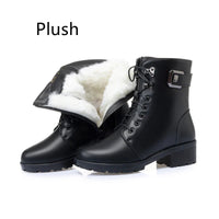 Genuine Leather Platform Ankle Boots Winter Autumn Plush FurAzizaK