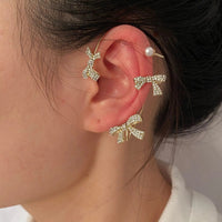 Gold silver colored metal butterfly earrings without piercingAzizaK