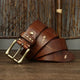 High Quality Genuine Leather Belt for Men 3.8 CM with Brass Pin Buckle Pure Cowhide Vintage Strap for JeansAzizaK