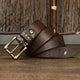 High Quality Genuine Leather Belt for Men 3.8 CM with Brass Pin Buckle Pure Cowhide Vintage Strap for JeansAzizaK