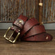 High Quality Genuine Leather Belt for Men 3.8 CM with Brass Pin Buckle Pure Cowhide Vintage Strap for JeansAzizaK