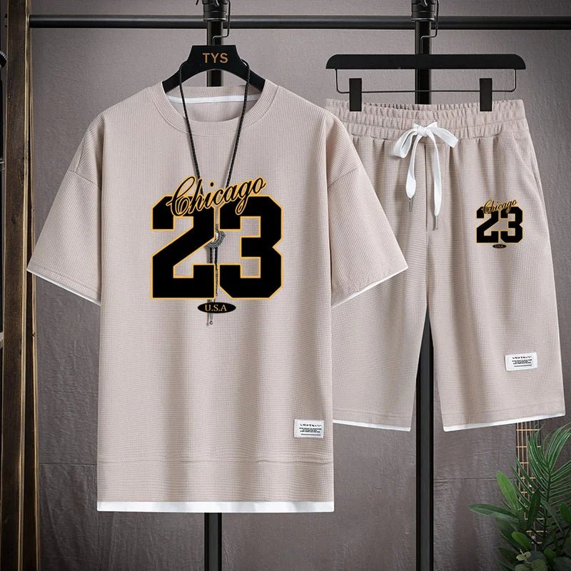 🏖️ High - Quality Korean Style Men's Summer Set – Printed T-Shirt & Beach ShortsAzizaK