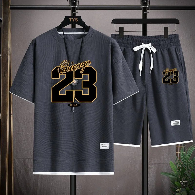 🏖️ High - Quality Korean Style Men's Summer Set – Printed T-Shirt & Beach ShortsAzizaK