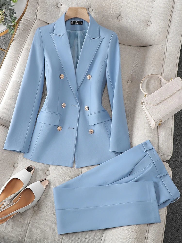 High Quality Women's Office Pant Suit Solid Color Business Work Wear Blazer Jacket and Trouser 2 Piece SetsAzizaK