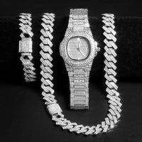 Hip Hop Necklace, Watch+Bracelet for MenAzizaK